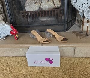 Women's Clear Heeled Sandals - Tan